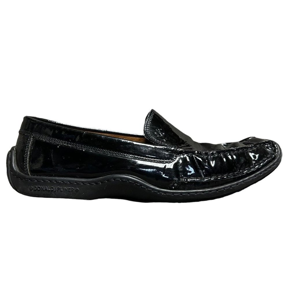 Donald J Pliner Sport Driven Black Patent Leather Driving Loafers Womens 8.5 M